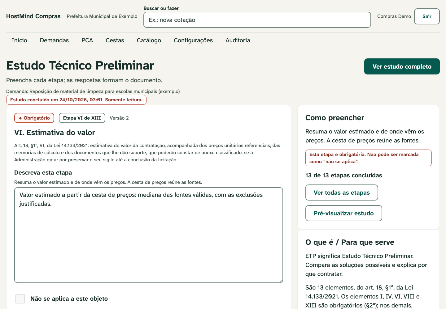 ETP: um inciso por vez, com base legal e versão