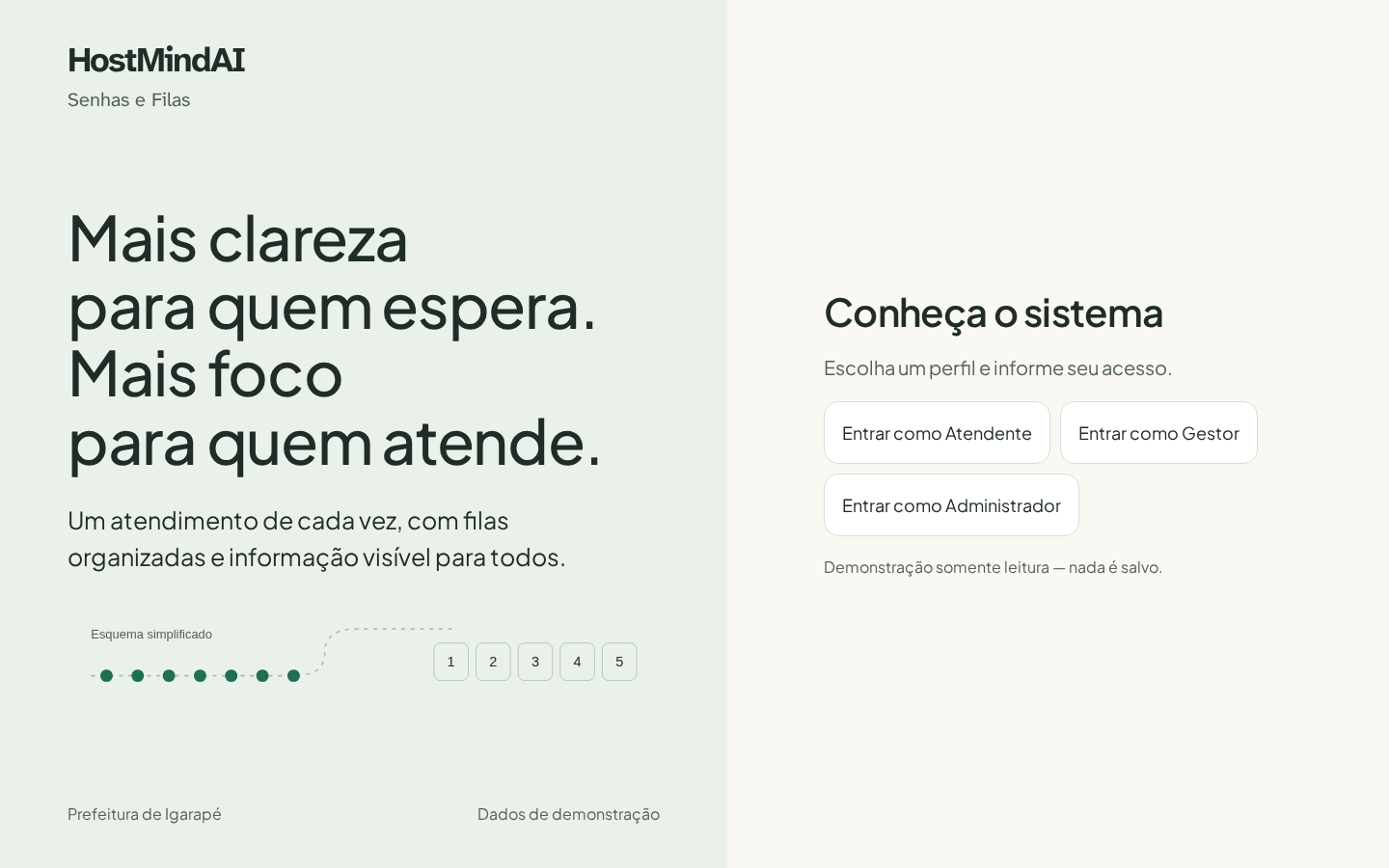 Tela de entrada, captura da demonstração.