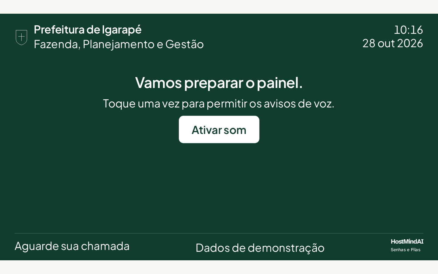 Painel da sala, captura da demonstração.